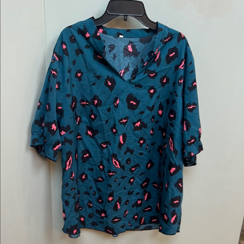 Stylish Teal and Pink Women's Top